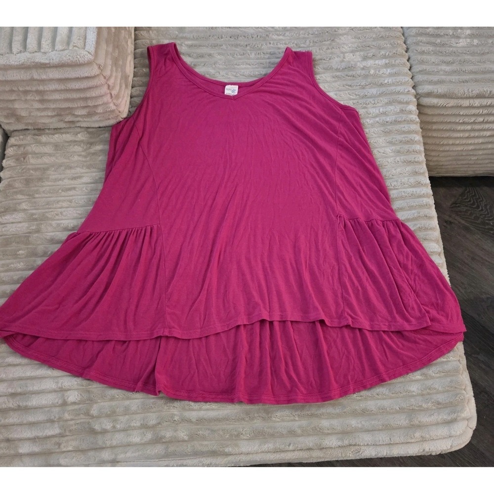 Terra & Sky Women's Plus Peplum Tank Top Shirt 1X (16-18W) Dark Pink Ruffles